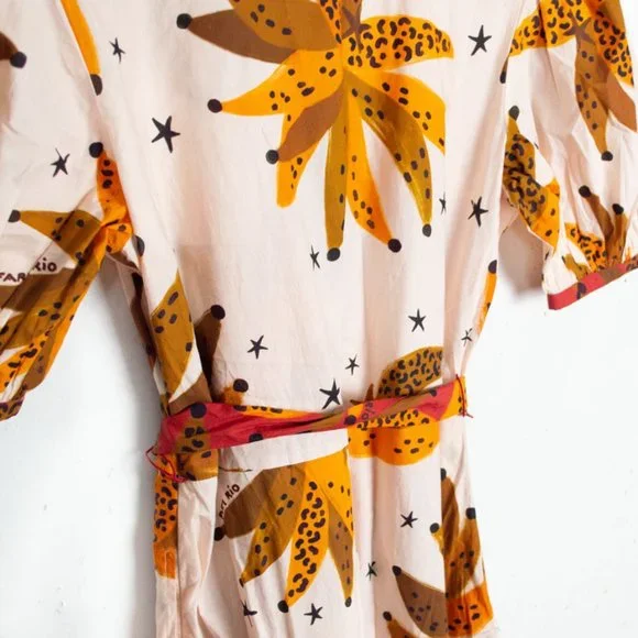 Farm Rio Creme & Brown Banana Puff Sleeve Dress - Picture 8 of 13